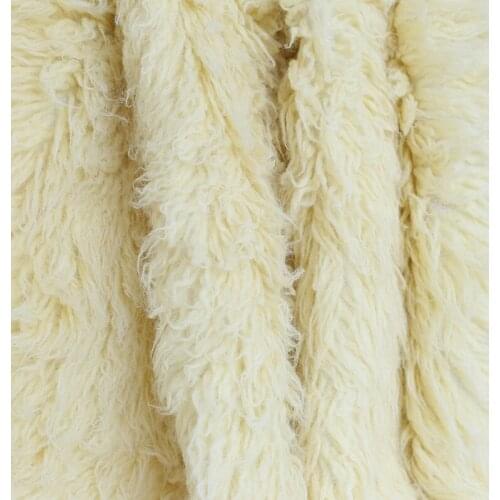 Light Yellow Greece Wool Blanket Newborn Blanket Props Chunky Flokati Rug Baby Background Beanbag Cover Posing Wool Fabric Layer