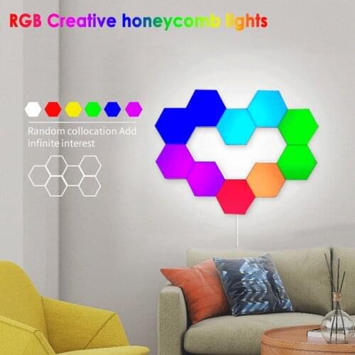 LED DIY Hexagonal Wall Lamp Night Light Bedroom Decor Touch Sensor Magnetic Quantum Lamps for Home Decoration Honeycomb Lights