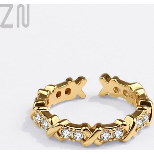ZN Europe and America Trendy Inlaid zircon Ring Romantic Geometric Opening Finger Rings for Women Fashion Jewelry Accessory Gift
