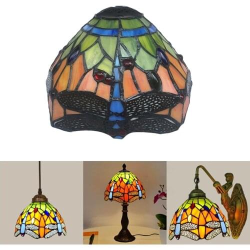 WOERFU Tiffany Lampshade Dragonfly Lampshade Table Lamp Wall Lamp Pendant Light DIY