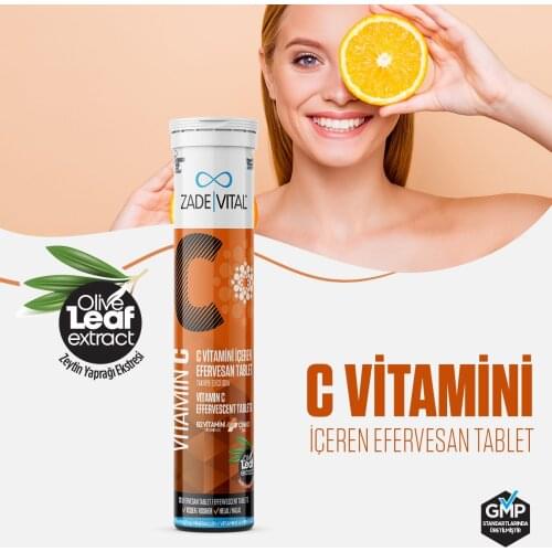 Zade Vital Vitamin C Effervescent 20 Tablets COLDS IMMUNE SYSTEM Skin Health SUPPLEMENTS Antioxidant Reduces Intensity collagen