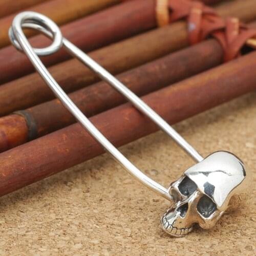 925 Sterling Silver Skull brooch charm pendant jewelry sytle Real 925 Silver Skeleton Pin Brooch Thai silver Jewelry Gifts