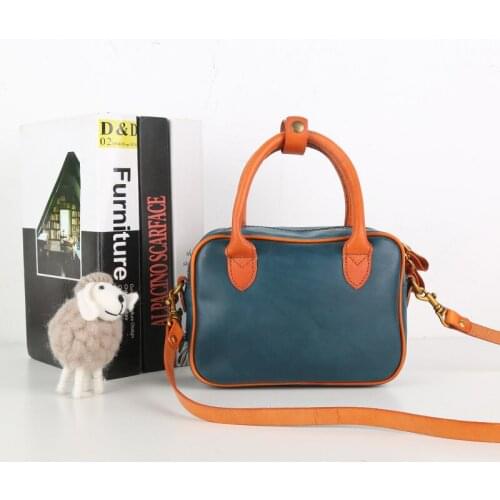 Original Vegetable Tanned Genuine Leather Womens Bag Trend Single Shoulder Sandwich Zipper Bag