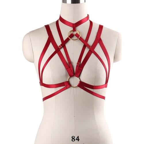 Womens Body Harness Neck Body Cage Punk Gothic Cupless Bra Harajuku Rave Fetish Wear Sexy Lingerie Bondage Harness Cage Bra
