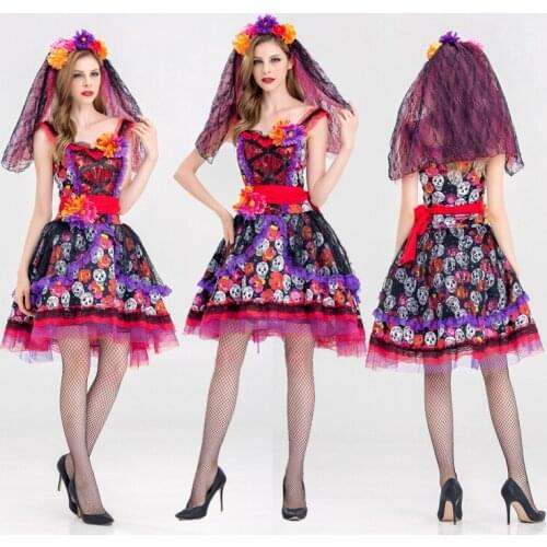 Halloween Flower Marriage Skeleton Ghost Bride Series Tutu Bar Party Makeup Stage Performance Costume Suitable for any figure