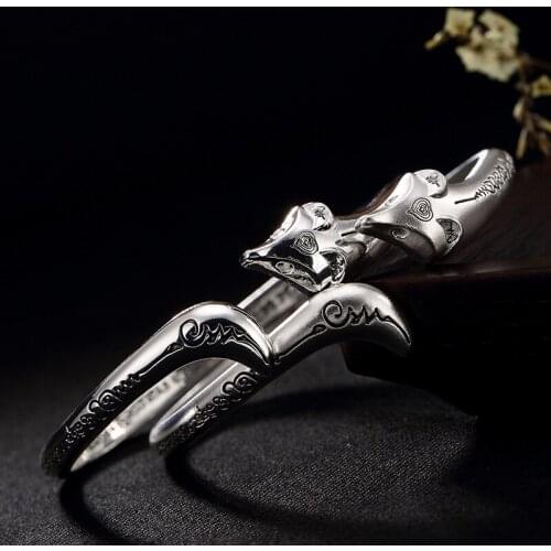 L&P fox retro pattern 999 Sterling Silver bangles for lady gift AJ