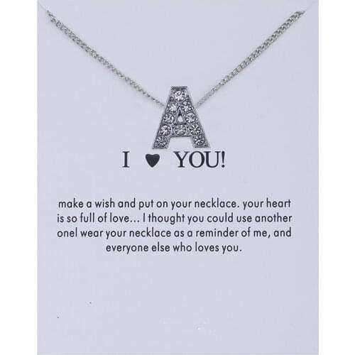 Fashion Alphabet Initial Letters Message Crystal Necklace Pendant Women Sweater Chain Necklaces Valentines Day Gift Jewelry