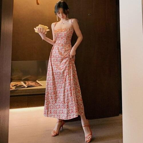 2020 New Summer French Style Tube Dress Ladies Spaghetti Strap Split Red Dresses for Woman Elegant Party Dresses Women Evening