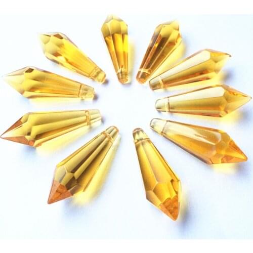 120pcs/lot Gold Crystal Chandelier Parts 36mm Glass Prisms icicle U Pendants For Chandelier Diy Pendants +free rings