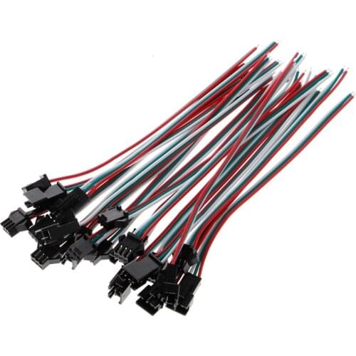 10Pairs/Bag 3 Pin JST SM Male Female Plug Connector Cable For WS2812B WS2812 WS2811 LED Strip Lamp