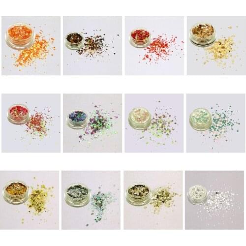 10Pcs/set Shining Mixed Hexagon Glitter Flake Nail Body Art Face Eye Stage Party Makeup