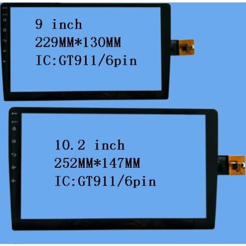 2.5 D style 229*130 251*147 9 inch 10.2 inch android universal DVD navigation capacitive touch screen IC:GT911 / 6 pin