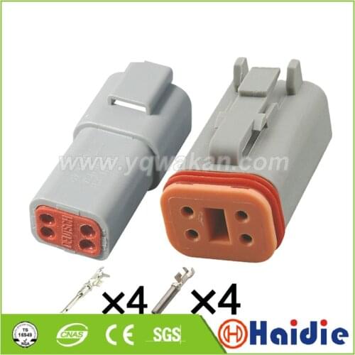 Free shipping 2sets 4pin auto plastic waterproof wiring harness male and female connector DT04-4P DT06-4S