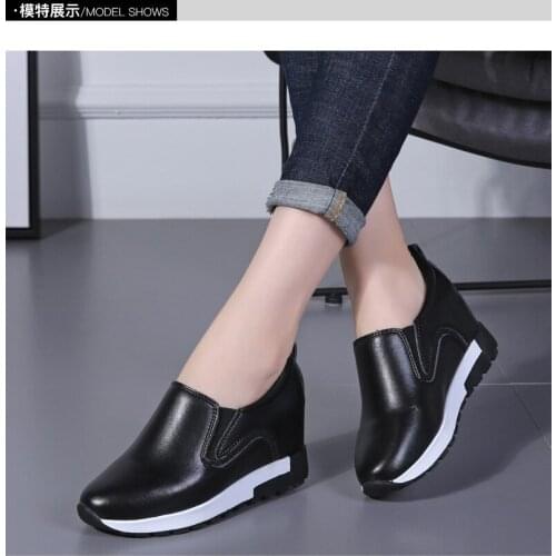 2021 Popular Height Increasing Insole All-Match Casual Leather Pumps Fashion Sneakers for Women