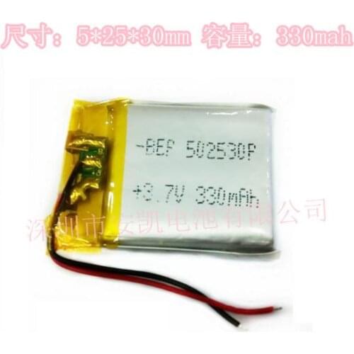 3.7 V 502530 052530P 502530P 3.7V 330mah with protection board , used for bluetooth MP3,MP4 lithium battery