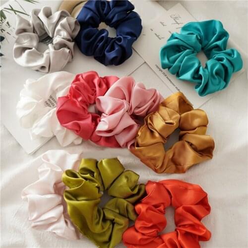 3.9 inch Women Silk Scrunchie Elastic Handmade Multicolor Hair Band Ponytail Holder Headband Hair Accessories