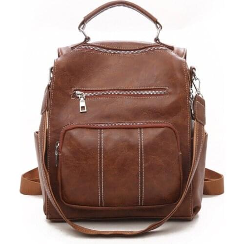 3 Pcs Solid Colors Faux Leather Women Backpacks Faux Leatherr Bags PU Pillow Multi-functional Ladys Bags