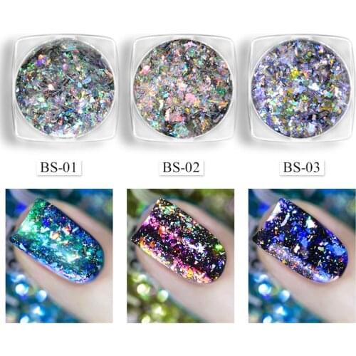 3 STYLE Nails Glitter Power Sequins Powder Mirror Nail Powder Shinning Nail Dust Choose