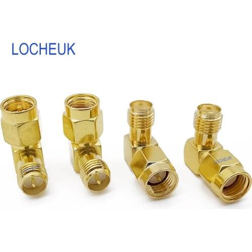 4pcs 90 Degree RP-SMA Plug Jack Connectors Kits 50Ω Goldplated SMA RF Coaxia Right Angle Adapter Connector set