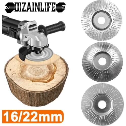 16 / 22mm Bore Woodworking Grinding Wheel Rotary Disc Wood Sanding Wood Carving Tool Abrasive Disc Rotary Tool for Angle Grinder