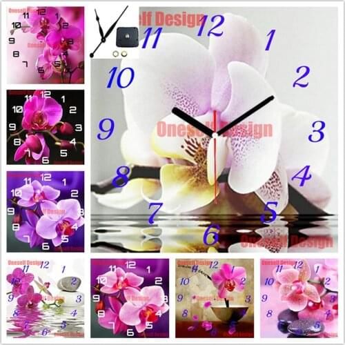 Diamond embroidery full set flower with clock diy diamond painting cross stitch clock flower diamond mosaic sale decoration home