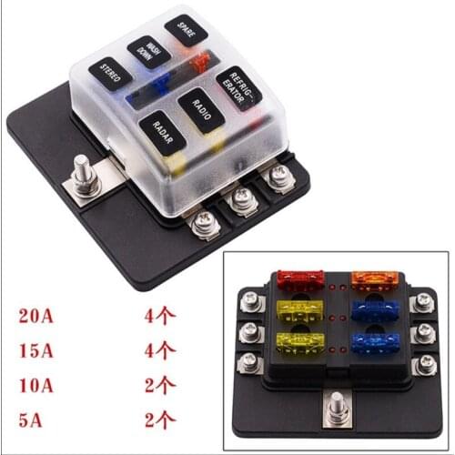 12V 24V Blade Fuse Box Holder with LED Warning Light for Car Boat Marine Trike 6 Ways Modified Fuse Box Terminal Block