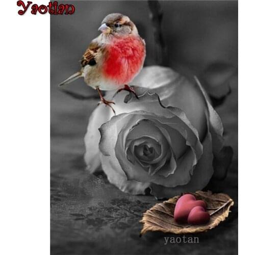 Diy Diamond Embroidery Sparrow rose 5D Diamond Painting Full Square Round Drill Mosaic flower bird Picture cross stitch Kit 2021