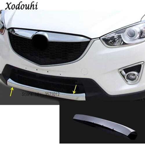 For Mazda CX-5 CX5 2013 2014 2015 2016 Car Cover Detector ABS Chrome Trim Front Bottom Grid Grill Grille Bumper Edge Part 1pcs