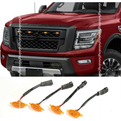 For Nissan Titan XD 2016-2021 LED Car Front bumper Grille LED Amber Light Raptor Style Light Kit Decor W/ Wire Speed