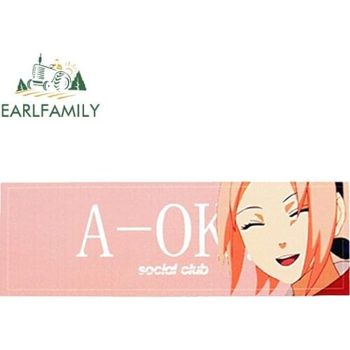EARLFAMILY 13cm x 4.3cm Funny A-OK Social Club Pink Girl Vinyl Sticker for Car Window Bumper Laptop Decal Cartoon Car Stickers
