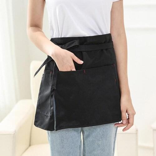 1PCS 2021 New Unisex Solid Color Anti-oil Short Half Waist Apron Restaurant Server Waiter Tool Kitchen Aprons For Women Men