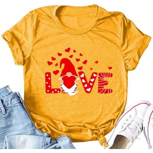 Love Letter Print T-shirt For Female Short Sleeve Tops Casual Classic Streetwear Couple Harajuku Graphic Tee T Shirt Summer Top