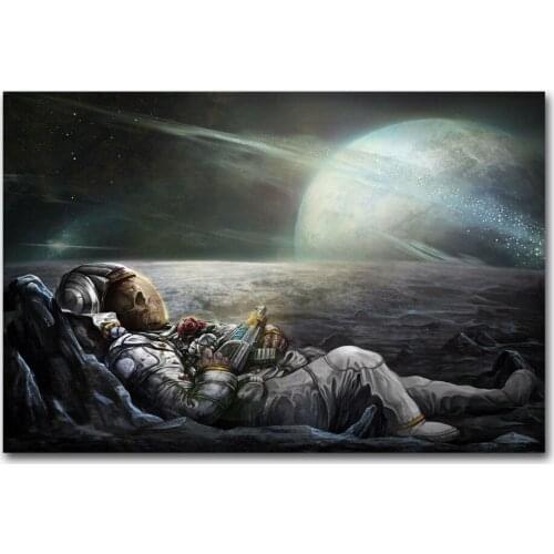 Hot New Funny Space Astronaut on the Moon-Silk Art Poster Wall Sticker Decoration Gift