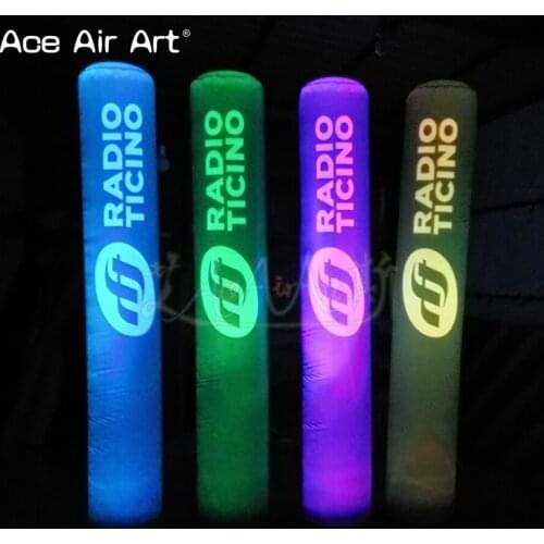 Hot sale inflatable LED pillars,printed lighting columns advertising balloon with wheels for party decoration