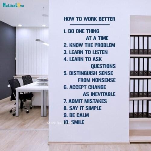 How To Work Better Wall Sticker Do One Thing At A Time Know The Problem Quote Company Office Vinyl Decals YT3534