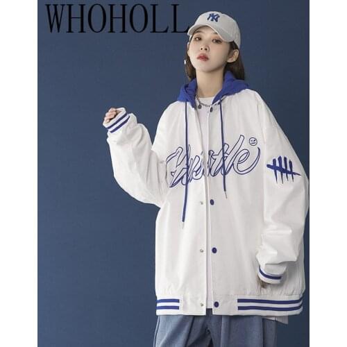 Harajuku BF Jacket 2021 Spring And Autumn New Loose Japanese College Style Baseball Uniform Mid Length Jacket Female Student Ins