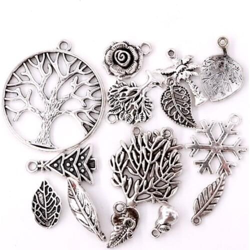 Metal Jewelry Decoration Hanging Ornament Accessory Painting Scrapbooking Craft Wooden DIY Plant Shape Handmade 20pcs