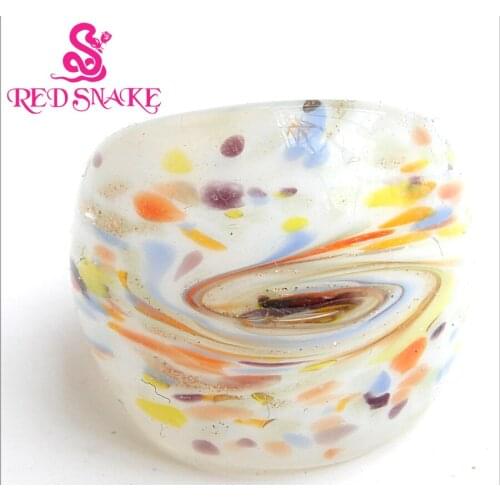 RED SNAKE Fashion Ring Handmade White with color spots Murano Glass Rings