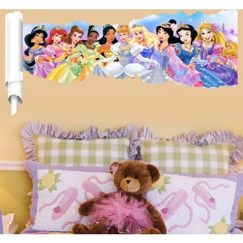 Cartoon Princess Girl Wall Stickers For Kids Rooms PVC Children Wall Decals 3d Kids Bedroom Living Room Decor Children Gift