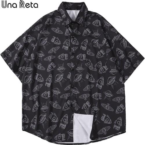 Una Reta Casual Short sleeve shirt Men New Summer Tops Harujuku Hip hop Full print Couples Oversized Shirts Mens clothing