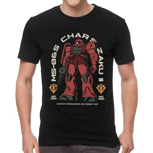 Male Vintage Gundam Chars Zaku T-Shirt Graphic Japan Anime Mech Robot Manga Mecha Tshirt Short Sleeve Unique T Shirt Cotton Tee