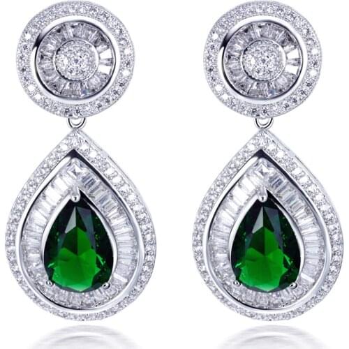 New Water Drop Luxury Bohemia Earrings Setting with Cubic Zirconia Lead Free Women Gift Earrings