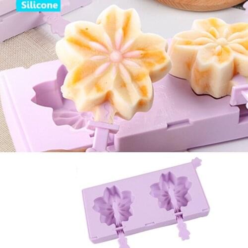 Creative DIY Silicone Ice Cream Mould Frozen Ice Cream Lolly Juice Yogurt Maker Mold Flower Shape Silicone Ice Cream Mould