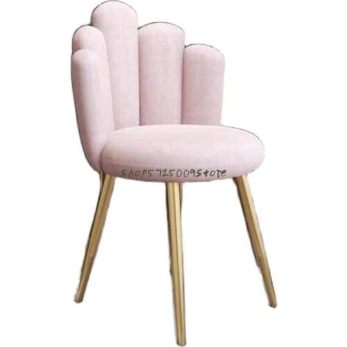 Nordic Light Luxury Leather Dressing Chair Iron Art Small Makeup Stool Beauty Manicure Chair Net Red Chair Leisure Cute Back Cha