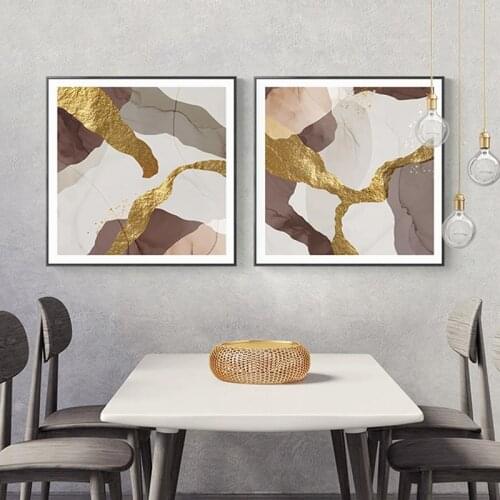 Modern Abstract Beige Gold Canvas Painting Wall Art Posters and Prints for Office Living Room Home Decorations NO FRAME
