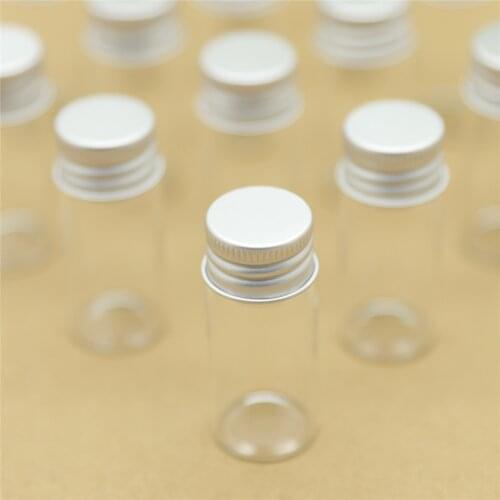 24 pieces 22*50mm 10ml DIY Glass Vials Silver Screw Cap Mini Glass Bottle Test Tube Spices Small Glass Jars Container Decorative