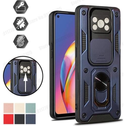 Slide Camera Lens Protection Case For POCO X3 NFC M3 F3 C3 X3 Pro Magnetic Stand Hybrid Armor Cover For Mi 11 5G Lite 11i 11 Pro