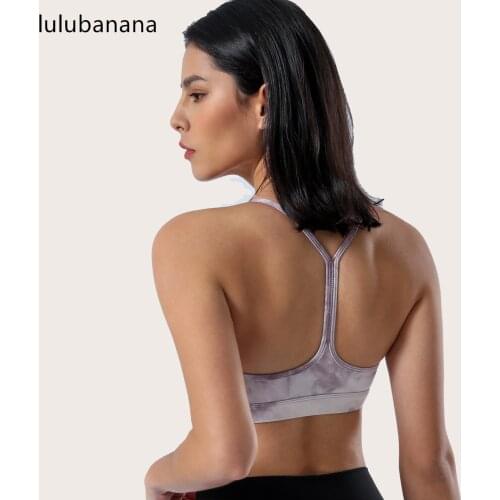 Lulubanana Spring New Y-Black Sports Bra Spaghetti Strap Sports Underwear Tie-dye Yoga Fitness Bra With Padded