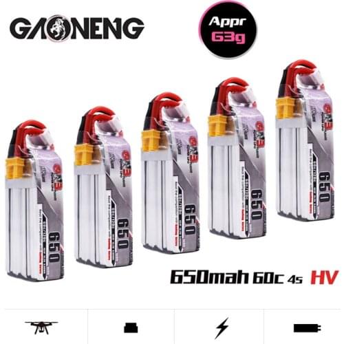 1/2/3/4/5PCS 4S HV Gaoneng GNB Lipo Battery 650mAh 15.2V 60C/120C With XT30 Plug For Beta85X Whoop Quadcopter FPV Racing Drone