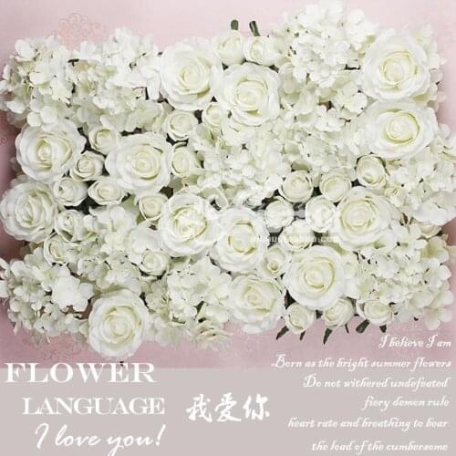 10PCS 40cm*60cm Artificial silk pure white rose with Hydrangea flower wall wedding decoration home deor party flowers wall